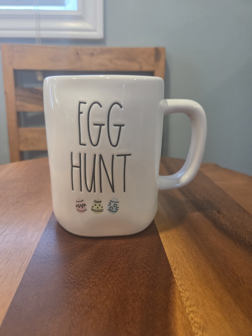 Rae Dunn "EGG HUNT" Mug with Pastel Eggs